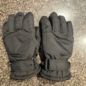Kids Black Insulated Winter Gloves